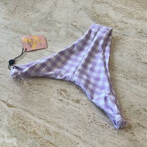 SKATIE gingham purple and white women’s swim bottom medium